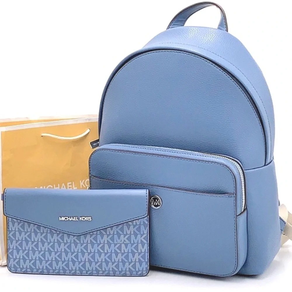 MICHAEL KORS  Maisie Medium Pebbled Leather 2-in-1 Backpack Denim  NWT